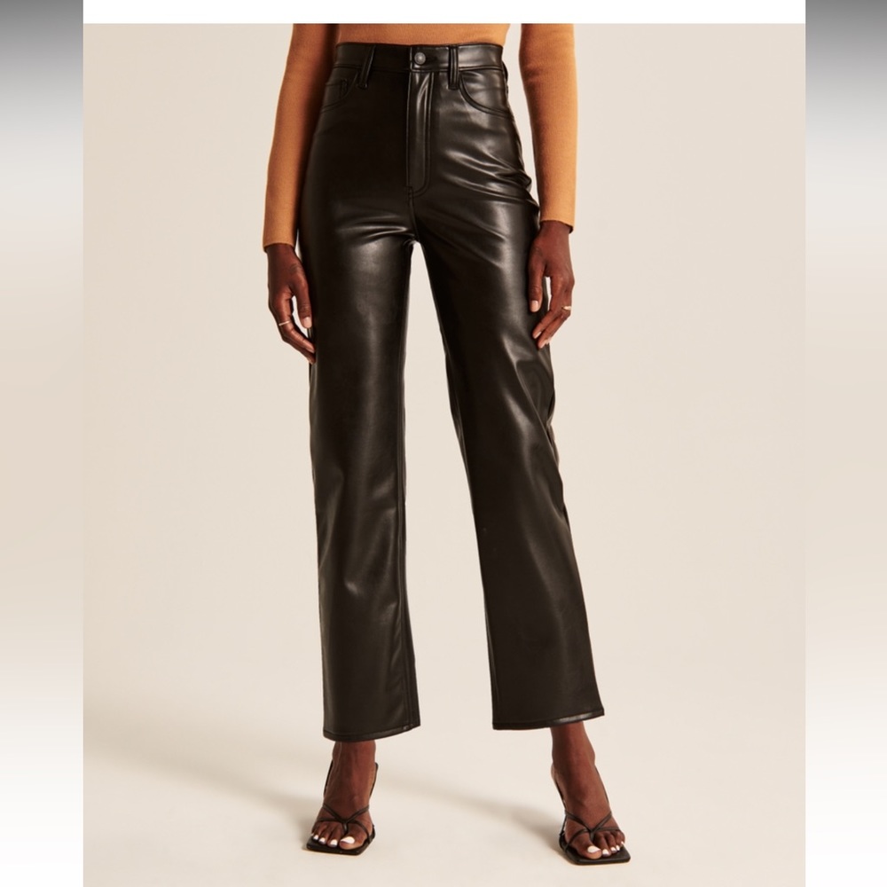 Abercrombie vegan leather ankle straight pant